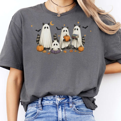 Mischievous Raccoon Ghosts Halloween T-Shirt