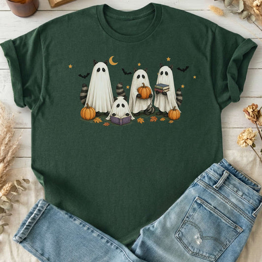 Mischievous Raccoon Ghosts Halloween T-Shirt