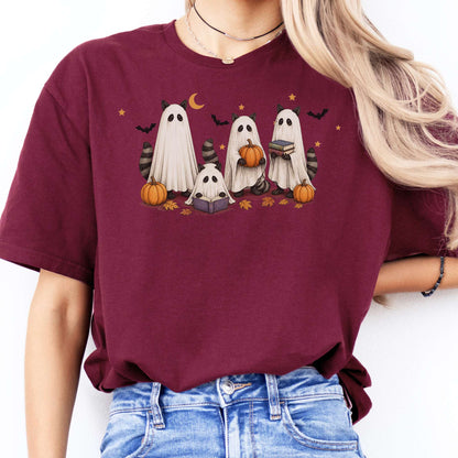 Mischievous Raccoon Ghosts Halloween T-Shirt
