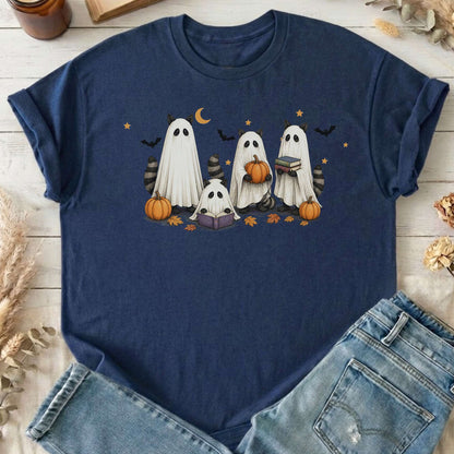 Mischievous Raccoon Ghosts Halloween T-Shirt