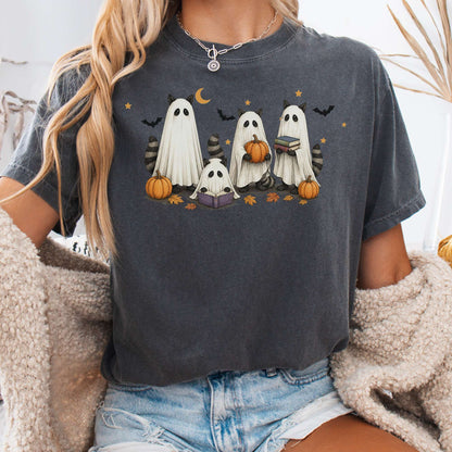 Mischievous Raccoon Ghosts Halloween T-Shirt