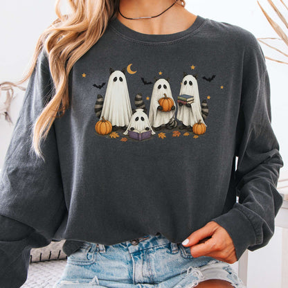 Mischievous Raccoon Ghosts Halloween Long Sleeve