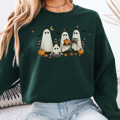 Mischievous Raccoon Ghosts Halloween Sweatshirt