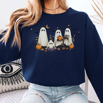 Mischievous Raccoon Ghosts Halloween Sweatshirt