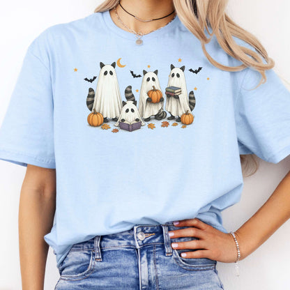 Mischievous Raccoon Ghosts Halloween T-Shirt