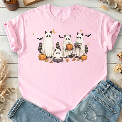 Mischievous Raccoon Ghosts Halloween T-Shirt
