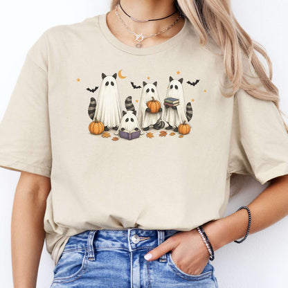 Mischievous Raccoon Ghosts Halloween T-Shirt