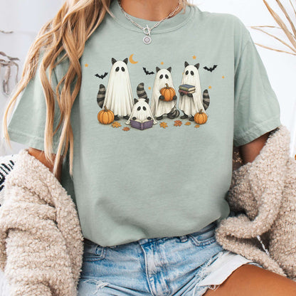 Mischievous Raccoon Ghosts Halloween T-Shirt