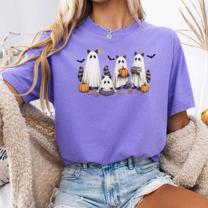 Mischievous Raccoon Ghosts Halloween T-Shirt
