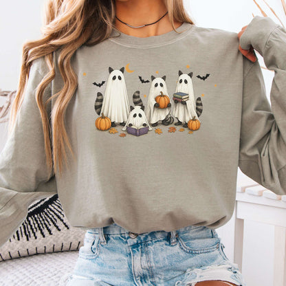 Mischievous Raccoon Ghosts Halloween Long Sleeve