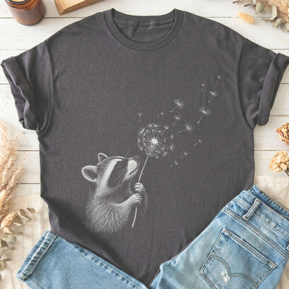 Dandelion Wish Whimsical Raccoon T-Shirt