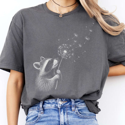 Dandelion Wish Whimsical Raccoon T-Shirt