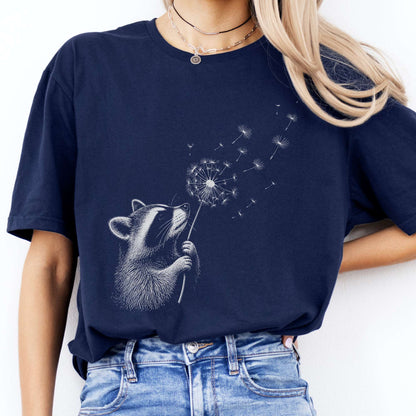 Dandelion Wish Whimsical Raccoon T-Shirt