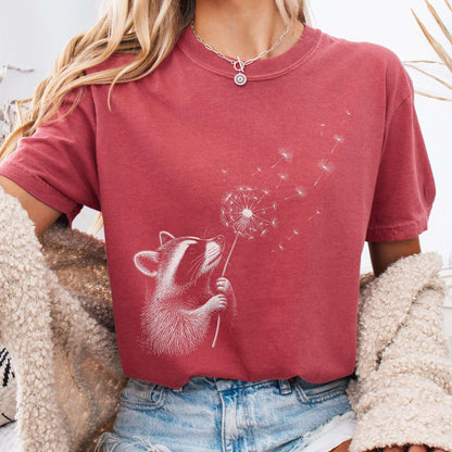 Dandelion Wish Whimsical Raccoon T-Shirt