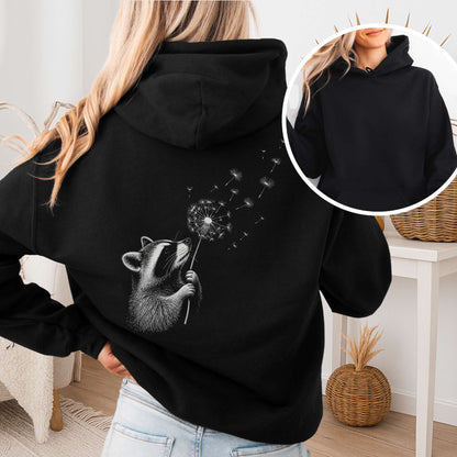 Dandelion Wish Whimsical Raccoon Hoodie