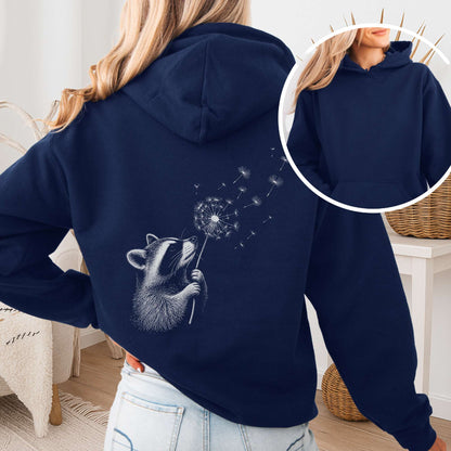 Dandelion Wish Whimsical Raccoon Hoodie