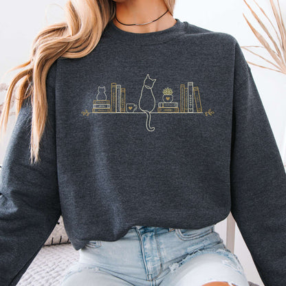 Book Shelf & Cat Bookish Sweatshirt