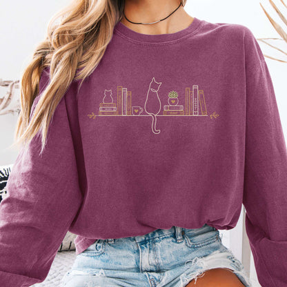 Book Shelf & Cat Bookish Long Sleeve