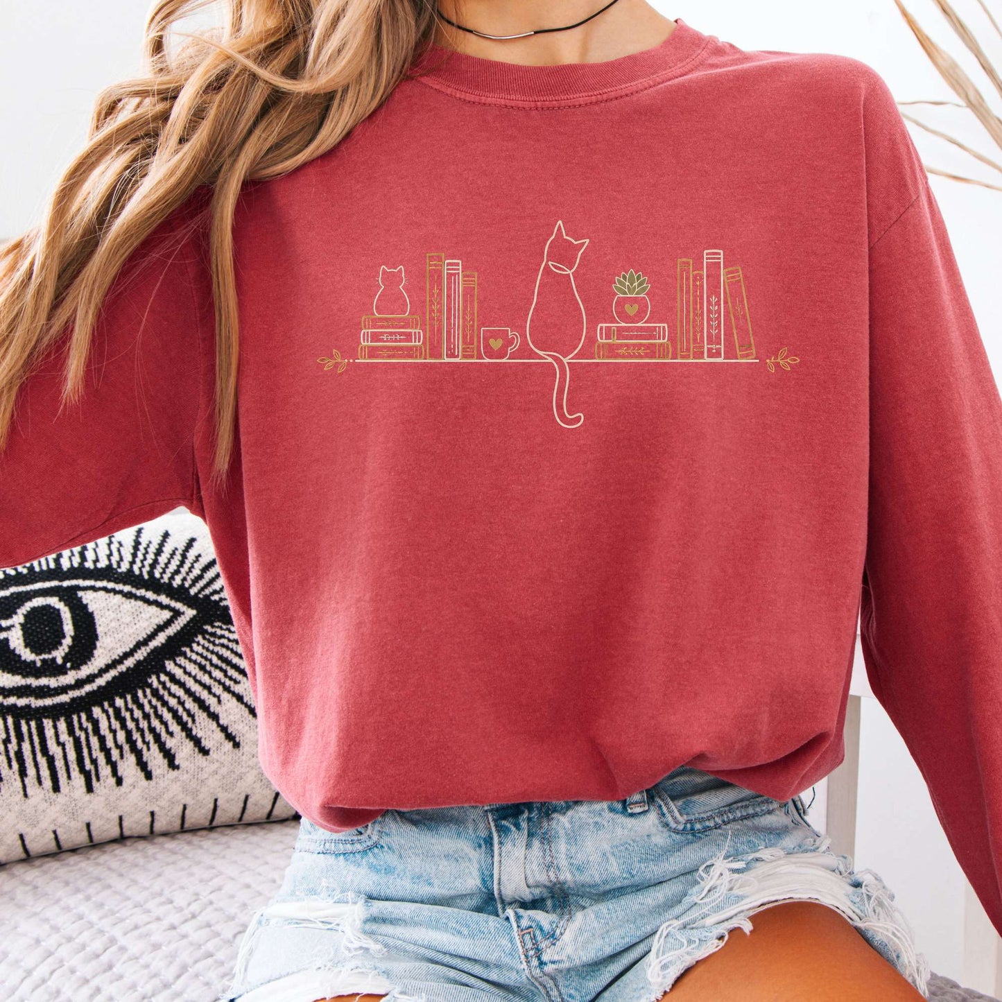 Book Shelf & Cat Bookish Long Sleeve