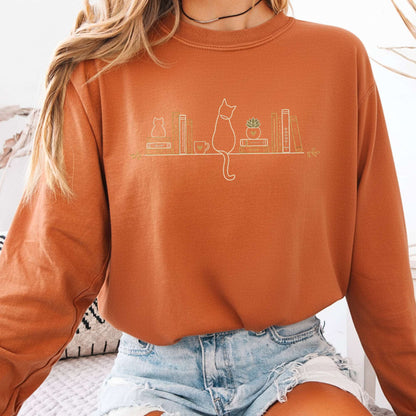 Book Shelf & Cat Bookish Long Sleeve