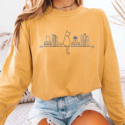 Book Shelf & Cat Bookish Long Sleeve