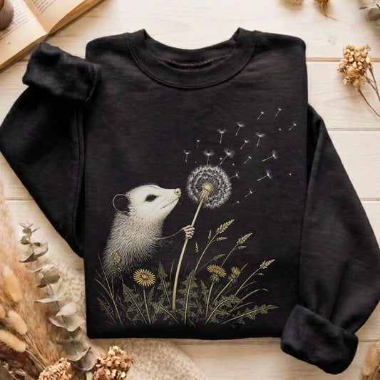Opossum Making a Dandelion Wish Sweatshirt