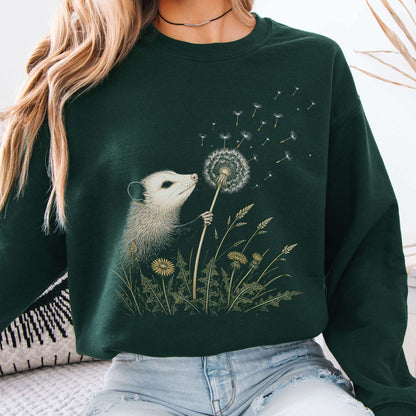 Opossum Making a Dandelion Wish Sweatshirt