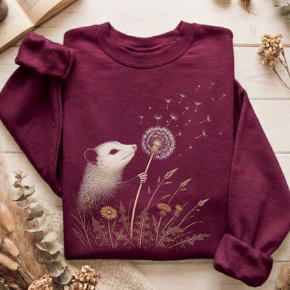Opossum Making a Dandelion Wish Sweatshirt