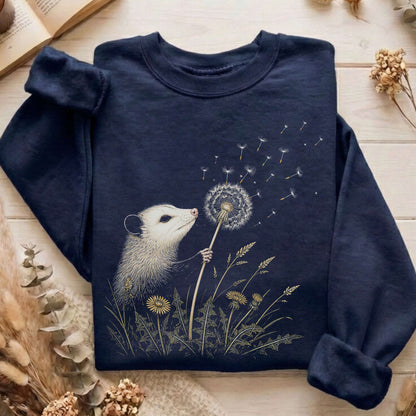 Opossum Making a Dandelion Wish Sweatshirt