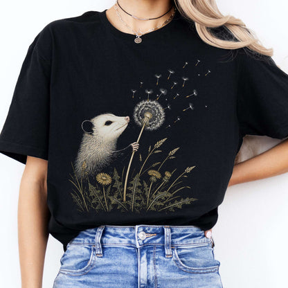 Opossum Making a Dandelion Wish T-Shirt