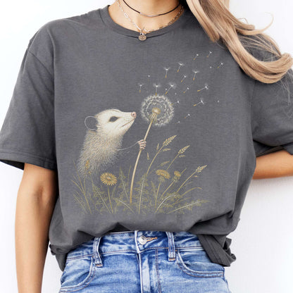 Opossum Making a Dandelion Wish T-Shirt
