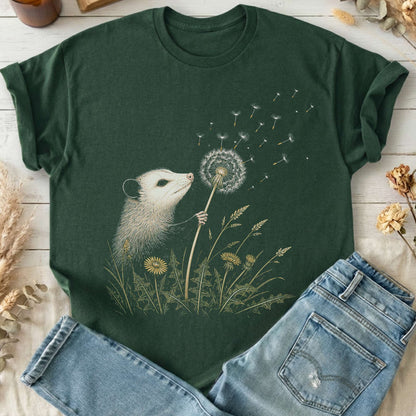 Opossum Making a Dandelion Wish T-Shirt