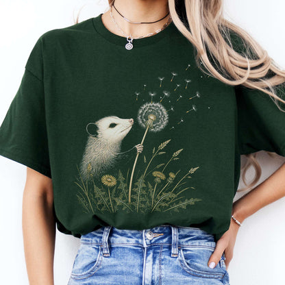 Opossum Making a Dandelion Wish T-Shirt