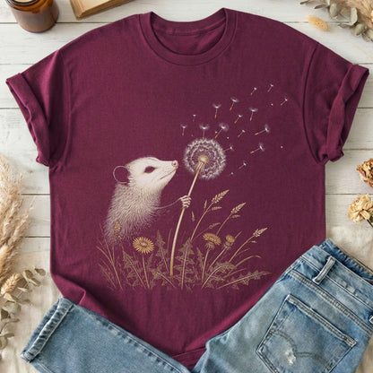 Opossum Making a Dandelion Wish T-Shirt