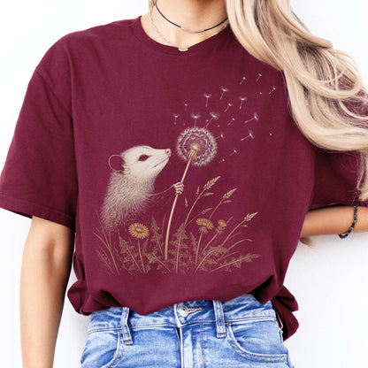Opossum Making a Dandelion Wish T-Shirt