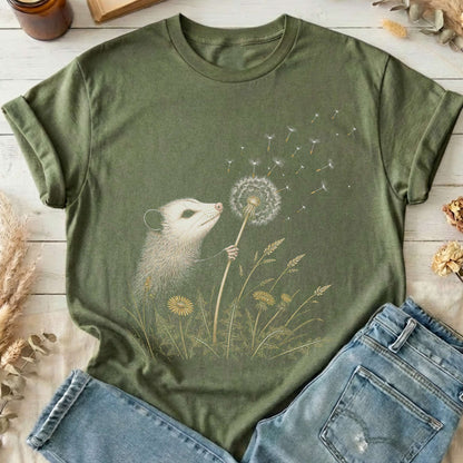 Opossum Making a Dandelion Wish T-Shirt