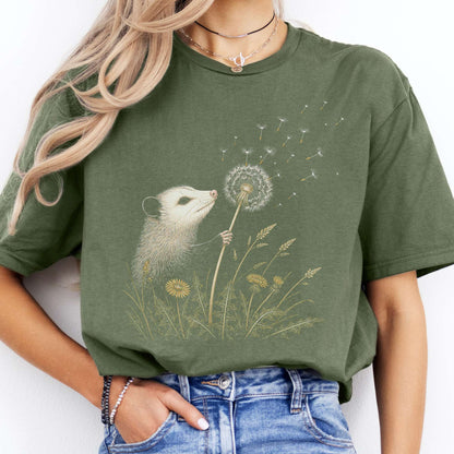 Opossum Making a Dandelion Wish T-Shirt