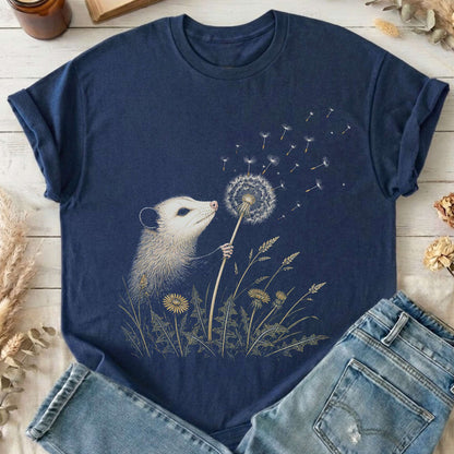 Opossum Making a Dandelion Wish T-Shirt