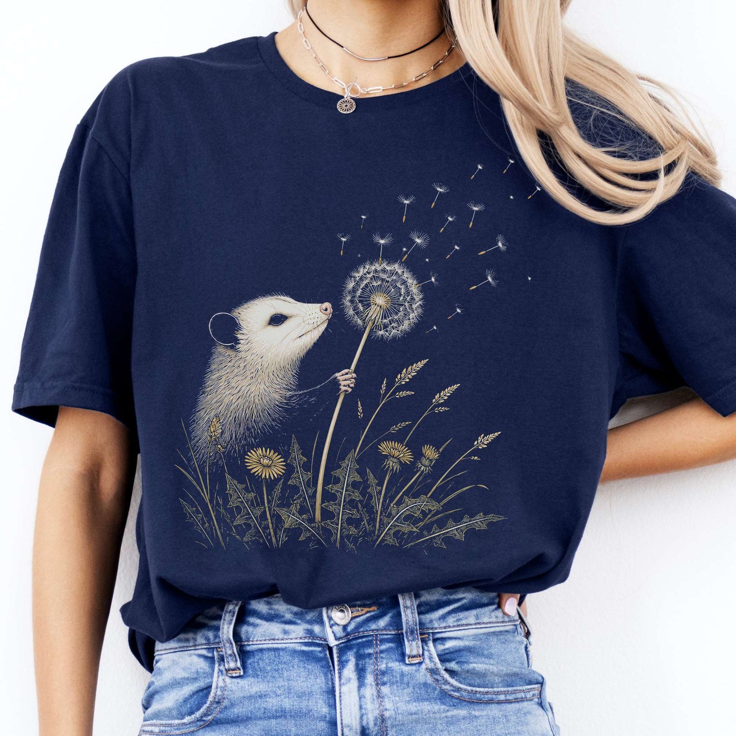 Opossum Making a Dandelion Wish T-Shirt