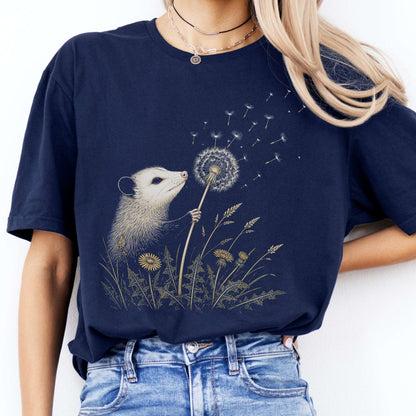 Opossum Making a Dandelion Wish T-Shirt