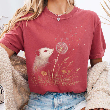 Opossum Making a Dandelion Wish T-Shirt