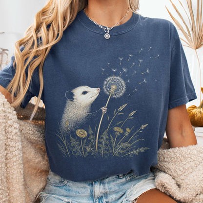 Opossum Making a Dandelion Wish T-Shirt