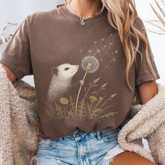 Opossum Making a Dandelion Wish T-Shirt