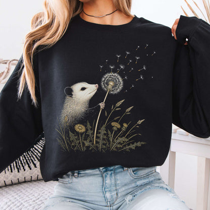 Opossum Making a Dandelion Wish Sweatshirt