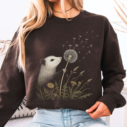 Opossum Making a Dandelion Wish Sweatshirt