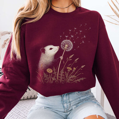 Opossum Making a Dandelion Wish Sweatshirt