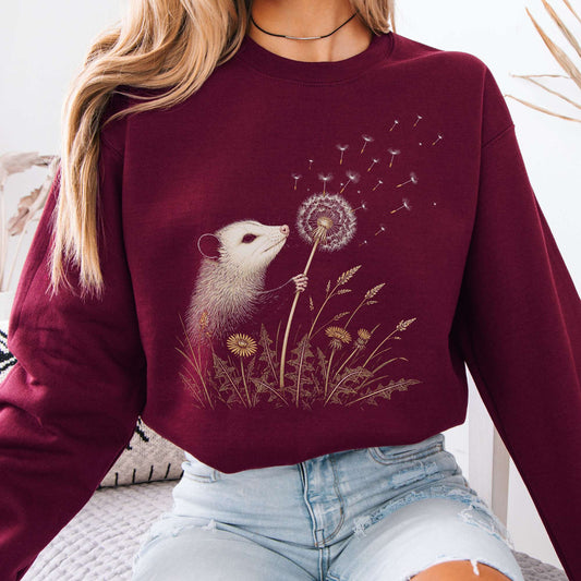 Opossum Making a Dandelion Wish Sweatshirt