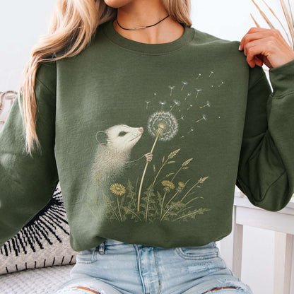 Opossum Making a Dandelion Wish Sweatshirt