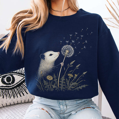 Opossum Making a Dandelion Wish Sweatshirt
