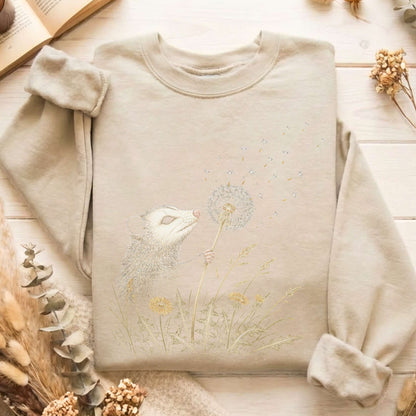 Opossum Making a Dandelion Wish Sweatshirt
